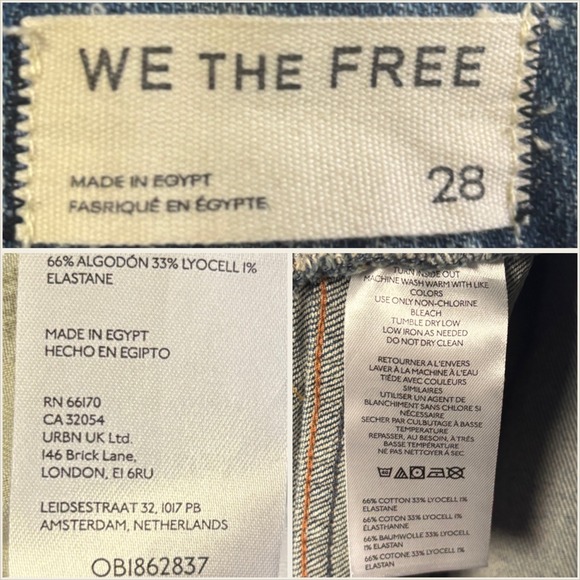 Free People We The Free 28 Risk Taker Jeans Blue High Rise Straight Raw Hem Boho - Picture 10 of 10